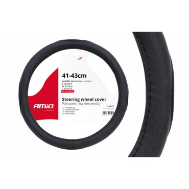 Κάλυμμα Τιμονιού 41/43CM SWC-09-XL Μαύρο Τεχνόδερμα AMiO -1τμχ