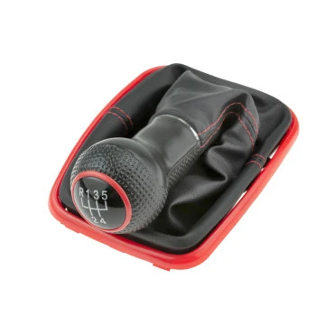 VW Golf IV 1997-2005 / Bora 1998-2005 πόμολο λεβιέ 5 ταχυτήτων με φούσκα μαύρο με κόκκινο NTY
