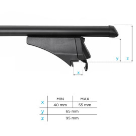 Μπάρες οροφής αλουμινίου μαύρες Menabo Tiger Black 118,5cm για αυτοκίνητα με Flush και Raised Rails - 2τμχ