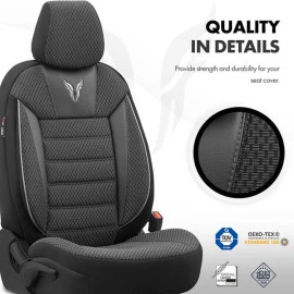 Καλύμματα αυτοκινήτου Otom Toro Design Universal βαμβακερό ύφασμα / Δερματίνη σετ εμπρός / Πίσω μαύρο - γκρι ΤRΟ-902 11τμχ