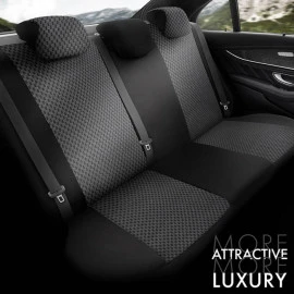 Καλύμματα αυτοκινήτου Otom Toro Design Universal βαμβακερό ύφασμα / Δερματίνη σετ εμπρός / Πίσω μαύρο - γκρι ΤRΟ-902 11τμχ
