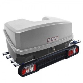 Σετ βάση ποδηλάτων κοτσαδόρου Menabo RACE 4 και μπαγκαζιέρα Nekkar Silver 300 ασημί με μαύρο ματ