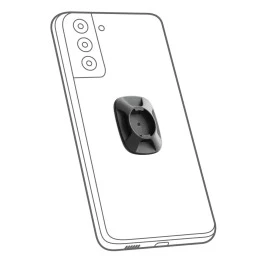 Αυτοκόλλητος αντάπτορας κινητού Optiline Universal εφαρμογής σε μαύρο χρώμα με διαστάσεις 39 x 46,5 mm και σύστημα Duolock