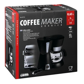 Καφετιέρα φίλτρου για γαλλικό καφέ Lampa Arabica 24V 300W καλώδιο 95cm με δοσομετρητή 4/6 κούπες 0.65Lt μαύρη/inox