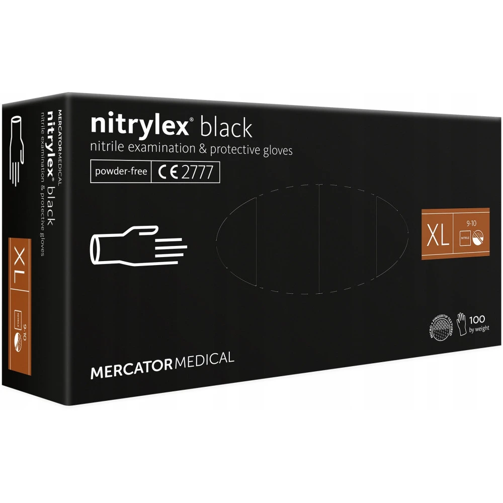 Γάντια νιτριλίου AMiO Mercator Nitrylex Basic σε μαύρο χρώμα XLarge (XL) - 100 Τεμ.  (MER13529)