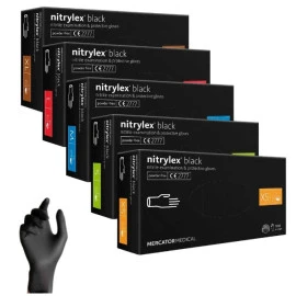 Γάντια νιτριλίου AMiO Mercator Nitrylex Basic σε μαύρο χρώμα Large (L) - 100 Τεμ. (MER13429)