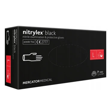 Γάντια νιτριλίου AMiO Mercator Nitrylex Basic σε μαύρο χρώμα Large (L) - 100 Τεμ. (MER13429)