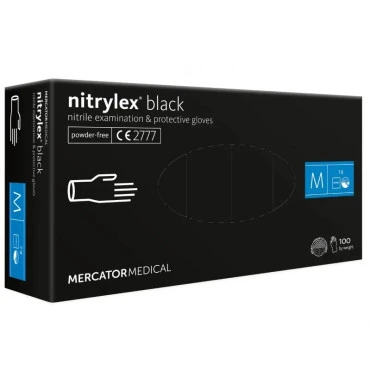 Γάντια νιτριλίου AMiO Mercator Nitrylex Basic σε μαύρο χρώμα Medium (M) - 100 Τεμ. (MER13329)