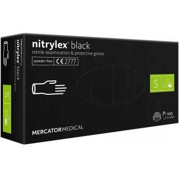 Γάντια νιτριλίου AMiO Mercator Nitrylex Basic σε μαύρο χρώμα Small (S) - 100 Τεμ. (MER13229)