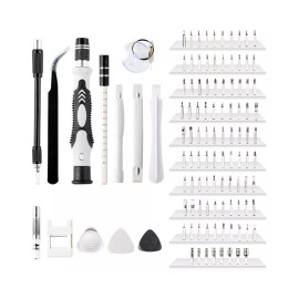 GLOBOSTAR® ELEKIT 79996 Ολοκληρωμένο Mini DIY ΚΙΤ με 115 Μικροεργαλεία σε 1 Βαλιτσάκι - Μαύρο & Λευκό - Μ15.5 x Π10 x Υ5cm