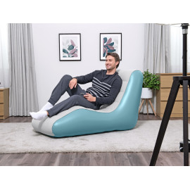 BESTWAY φουσκωτή πολυθρόνα 75127, 133x79x88cm, γαλάζια/λευκή