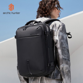 Τσάντα Πλάτης Arctic Hunter B00866 με Θήκη Laptop 15.6", Αεροστεγή Θήκη & Επέκταση 35.5L/49.5L Μαύρη