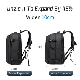 Τσάντα Πλάτης Arctic Hunter B00866 με Θήκη Laptop 15.6", Αεροστεγή Θήκη & Επέκταση 35.5L/49.5L Μαύρη