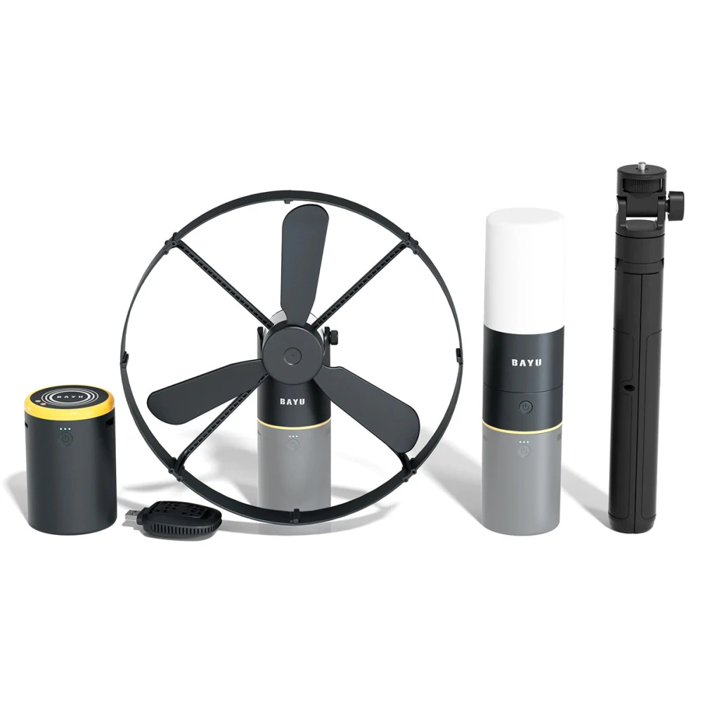 Camping Kit 4 σε 1 Bayu C-Pro με Powerbank 15000mAh, Ανεμιστήρα, Φωτιστικό & Συσκευή Κουνουπιών