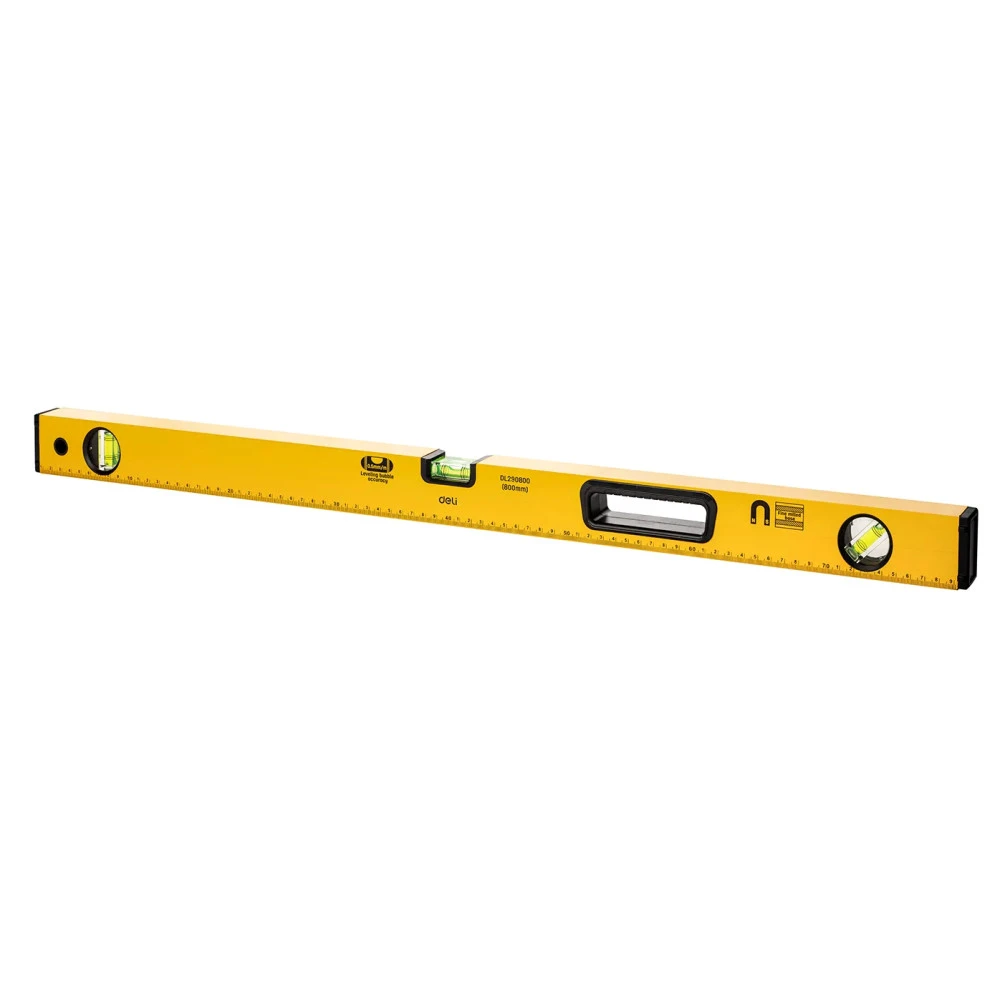 DELI αλφάδι DL290800 με 3 μάτια και χάρακα μαγνητικό 80cm