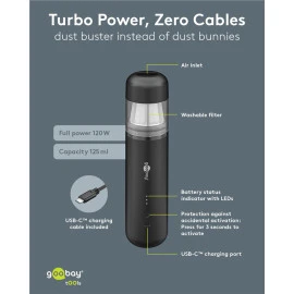 GOOBAY 2 σε 1 σκουπάκι χειρός & air duster 77829 120W 6000mAh μαύρο