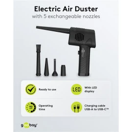 GOOBAY ηλεκτρικό air duster 61667 LED οθόνη 46.8W 2000mAh μαύρο