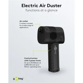 GOOBAY ηλεκτρικό air duster 61667 LED οθόνη 46.8W 2000mAh μαύρο