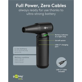 GOOBAY ηλεκτρικό air duster 77831 με φακό 180W 6000mAh μαύρο