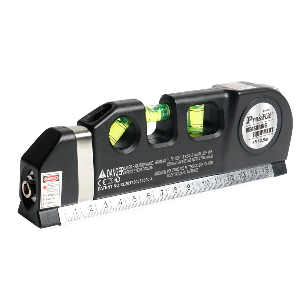 PROSKIT γραμμικό αλφάδι laser PD-161-C με κόκκινη δέσμη και μετροταινία