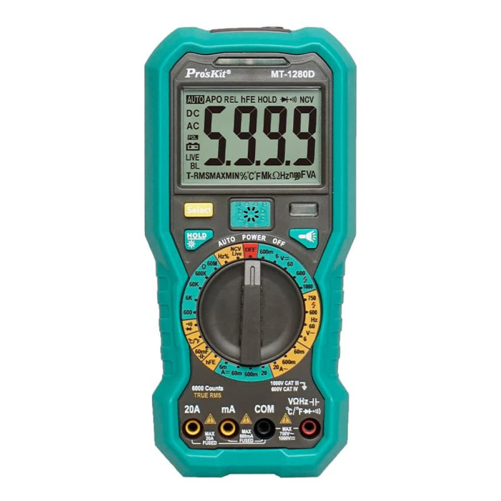 PROSKIT ψηφιακό πολύμετρο MT-1280D 1000V DC NVC True RMS