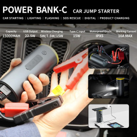 BAYU E-Pro C Car Kit 4 σε 1 με Εκκινητή Μπαταρίας, Συμπιεστή Αέρος, Πιστόλι Πλυσίματος & Σκουπάκι