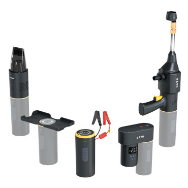 BAYU E-Pro C Car Kit 4 σε 1 με Εκκινητή Μπαταρίας, Συμπιεστή Αέρος, Πιστόλι Πλυσίματος & Σκουπάκι