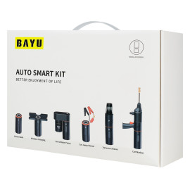 BAYU E-Pro C Car Kit 4 σε 1 με Εκκινητή Μπαταρίας, Συμπιεστή Αέρος, Πιστόλι Πλυσίματος & Σκουπάκι