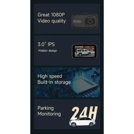 POWERTECH PT-1333 Κάμερα Αυτοκινήτου 1080p με Οθόνη 3" και Αισθητήρα Βαρύτητας