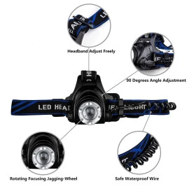 GloboStar® 79055 φακός κεφαλής επαναφορτιζόμενος LED CREE XML2-T6 Chip 10 Watt 1800lm με 2 x 18650 μπαταρίες 5200mAh ψυχρό λευκό 6000K GloboStar® 79055 φακός κεφαλής επαναφορτιζόμενος LED CREE XML2-T6 Chip 10 Watt 1800lm με 2 x 18650 μπαταρίες 5200mAh ψυχρό λευκό 6000K