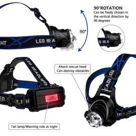 GloboStar® 79055 φακός κεφαλής επαναφορτιζόμενος LED CREE XML2-T6 Chip 10 Watt 1800lm με 2 x 18650 μπαταρίες 5200mAh ψυχρό λευκό 6000K GloboStar® 79055 φακός κεφαλής επαναφορτιζόμενος LED CREE XML2-T6 Chip 10 Watt 1800lm με 2 x 18650 μπαταρίες 5200mAh ψυχρό λευκό 6000K