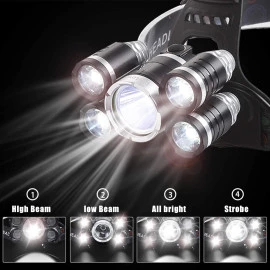 GloboStar® 79059 φακός κεφαλής επαναφορτιζόμενος LED CREE XML2-T6 Chip 50 Watt 5000lm με 2 x 18650 μπαταρίες 5200mAh ψυχρό λευκό 6000K GloboStar® 79059 φακός κεφαλής επαναφορτιζόμενος LED CREE XML2-T6 Chip 50 Watt 5000lm με 2 x 18650 μπαταρίες 5200mAh ψυχρό λευκό 6000K