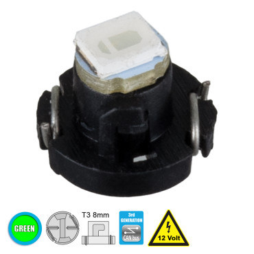 GloboStar® 81004 Λάμπα Αυτοκινήτου T3 3rd Generation Can-Bus LED 1 SMD 1210 0.2W 30lm 120° DC 12V IP20 Πράσινο