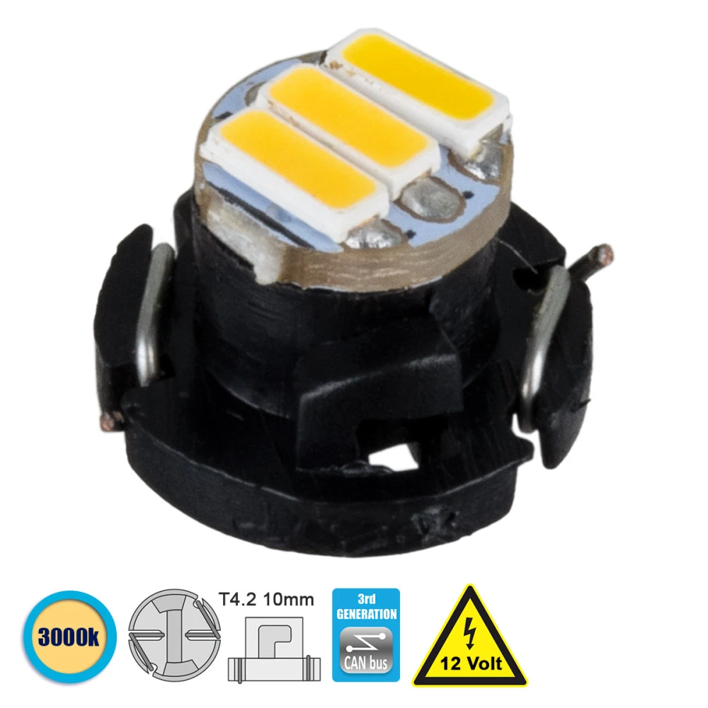 GloboStar® 81009 Λάμπα Αυτοκινήτου T4.2 3rd Gen Can-Bus LED 3 SMD 4014 0.6W 120lm 120° DC 12V IP20 Θερμό Λευκό 3000K GloboStar® 81009 Λάμπα Αυτοκινήτου T4.2 3rd Gen Can-Bus LED 3 SMD 4014 0.6W 120lm 120° DC 12V IP20 Θερμό Λευκό 3000K