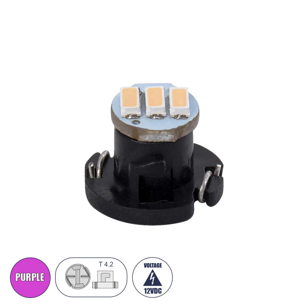 GloboStar® 81014 Λάμπα Αυτοκινήτου LED T4.2 3xSMD4014 0.6W 120lm 120° DC 12-16V  IP20 Μ1 x Π1 x Υ0.8cm Ροζ GloboStar® 81014 Λάμπα Αυτοκινήτου LED T4.2 3xSMD4014 0.6W 120lm 120° DC 12-16V  IP20 Μ1 x Π1 x Υ0.8cm Ροζ