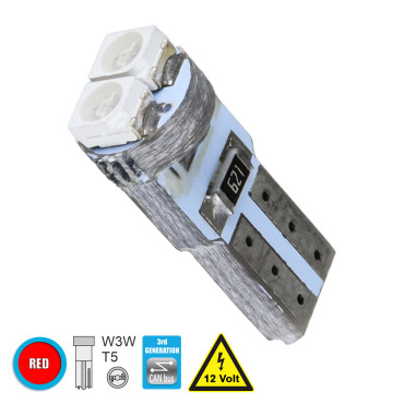GloboStar® 81024 Λάμπα Αυτοκινήτου T5 3rd Generation Can-Bus LED 2 SMD 1210 0.4W 60lm 120° DC 12V IP20 Κόκκινο