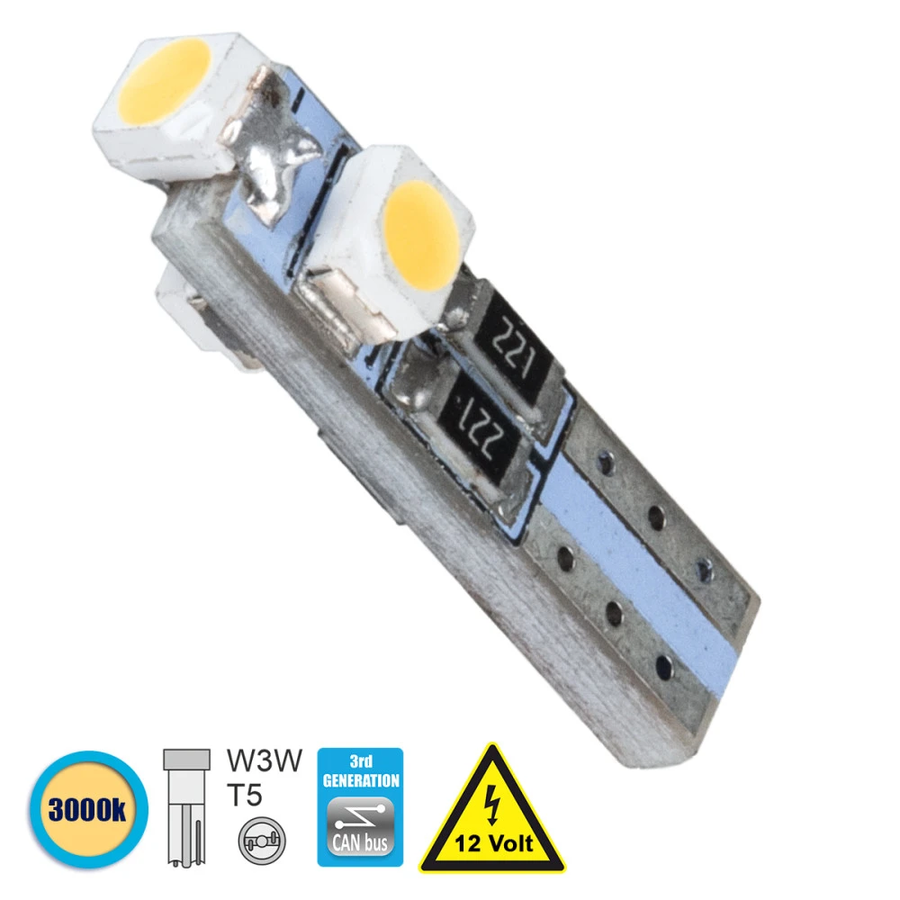 GloboStar® 81030 Λάμπα Αυτοκινήτου T5 3rd Generation Can-Bus LED 3 SMD 1210 0.6W 120lm 360° DC 12V IP20 Θερμό Λευκό 3000K GloboStar® 81030 Λάμπα Αυτοκινήτου T5 3rd Generation Can-Bus LED 3 SMD 1210 0.6W 120lm 360° DC 12V IP20 Θερμό Λευκό 3000K