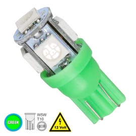 GloboStar® 81052 Λάμπα Αυτοκινήτου T10 W5W LED 5 SMD 5050 2W 240lm 360° DC 12V IP20 Πράσινο GloboStar® 81052 Λάμπα Αυτοκινήτου T10 W5W LED 5 SMD 5050 2W 240lm 360° DC 12V IP20 Πράσινο