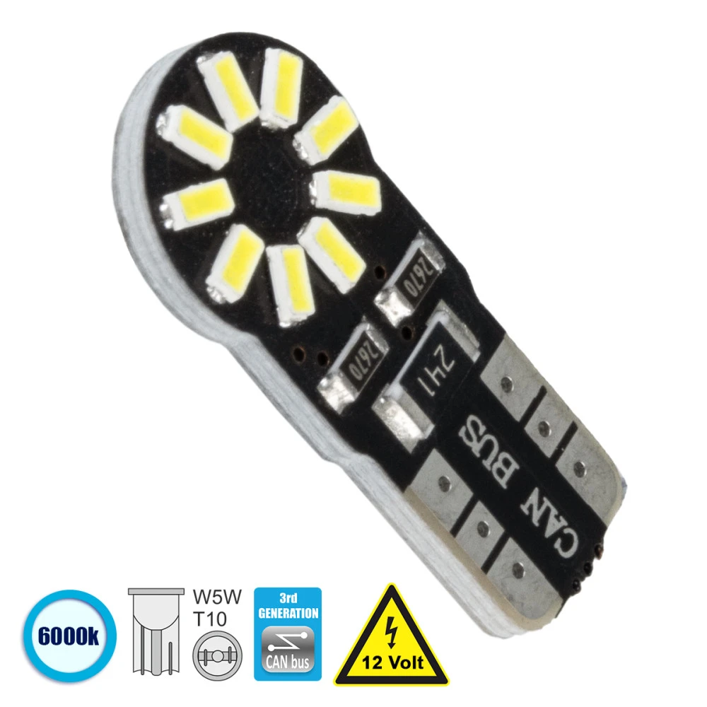 GloboStar® 81100 Λάμπα Αυτοκίνητου T10 W5W 3rd Gen CanBus Series LED 18 SMD 3014 2.8W 420lm 360° DC 12V IP20 6000K GloboStar® 81100 Λάμπα Αυτοκίνητου T10 W5W 3rd Gen CanBus Series LED 18 SMD 3014 2.8W 420lm 360° DC 12V IP20 6000K