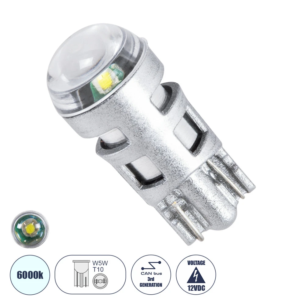 GloboStar® 81101 Λάμπα Αυτοκινήτου LED T10 W5W 3rd Generation Can-Bus Extreme Series 1xCREE-XPE 5W 350lm 120° DC 12-16V IP20 Φ1 x Υ2.5cm Ψυχρό Λευκό 6000K GloboStar® 81101 Λάμπα Αυτοκινήτου LED T10 W5W 3rd Generation Can-Bus Extreme Series 1xCREE-XPE 5W 350lm 120° DC 12-16V IP20 Φ1 x Υ2.5cm Ψυχρό Λευκό 6000K