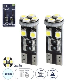 GloboStar® 81119-B Λάμπες Αυτοκινήτου LED T10 - W5W 2rd Generation Can-Bus Series 8xSMD1210 2.6W 390lm 360° DC 12-16V IP20 Φ1 x Υ2.6cm Ψυχρό Λευκό 6000K - Σετ 2 Τεμαχίων σε Blister GloboStar® 81119-B Λάμπες Αυτοκινήτου LED T10 - W5W 2rd Generation Can-Bus Series 8xSMD1210 2.6W 390lm 360° DC 12-16V IP20 Φ1 x Υ2.6cm Ψυχρό Λευκό 6000K - Σετ 2 Τεμαχίων σε Blister