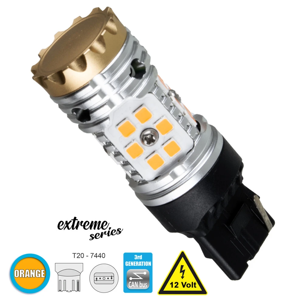 GloboStar® 81150 T20 7440 W21W 3rd Gen CanBus Extreme Series LED 30 SMD 3030 24W 2880lm 360° DC 12V IP20 Πορτοκαλί GloboStar® 81150 T20 7440 W21W 3rd Gen CanBus Extreme Series LED 30 SMD 3030 24W 2880lm 360° DC 12V IP20 Πορτοκαλί