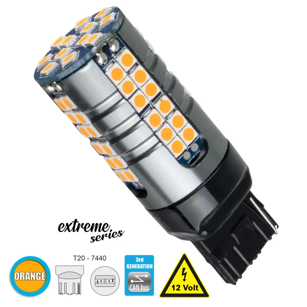 GloboStar® 81162 Λάμπα Αυτοκίνητου T20 7440 W21W 3rd Gen CanBus Extreme Series LED 66 SMD 3030 15W 1800lm 360° DC 12V IP20 Πορτοκαλί GloboStar® 81162 Λάμπα Αυτοκίνητου T20 7440 W21W 3rd Gen CanBus Extreme Series LED 66 SMD 3030 15W 1800lm 360° DC 12V IP20 Πορτοκαλί