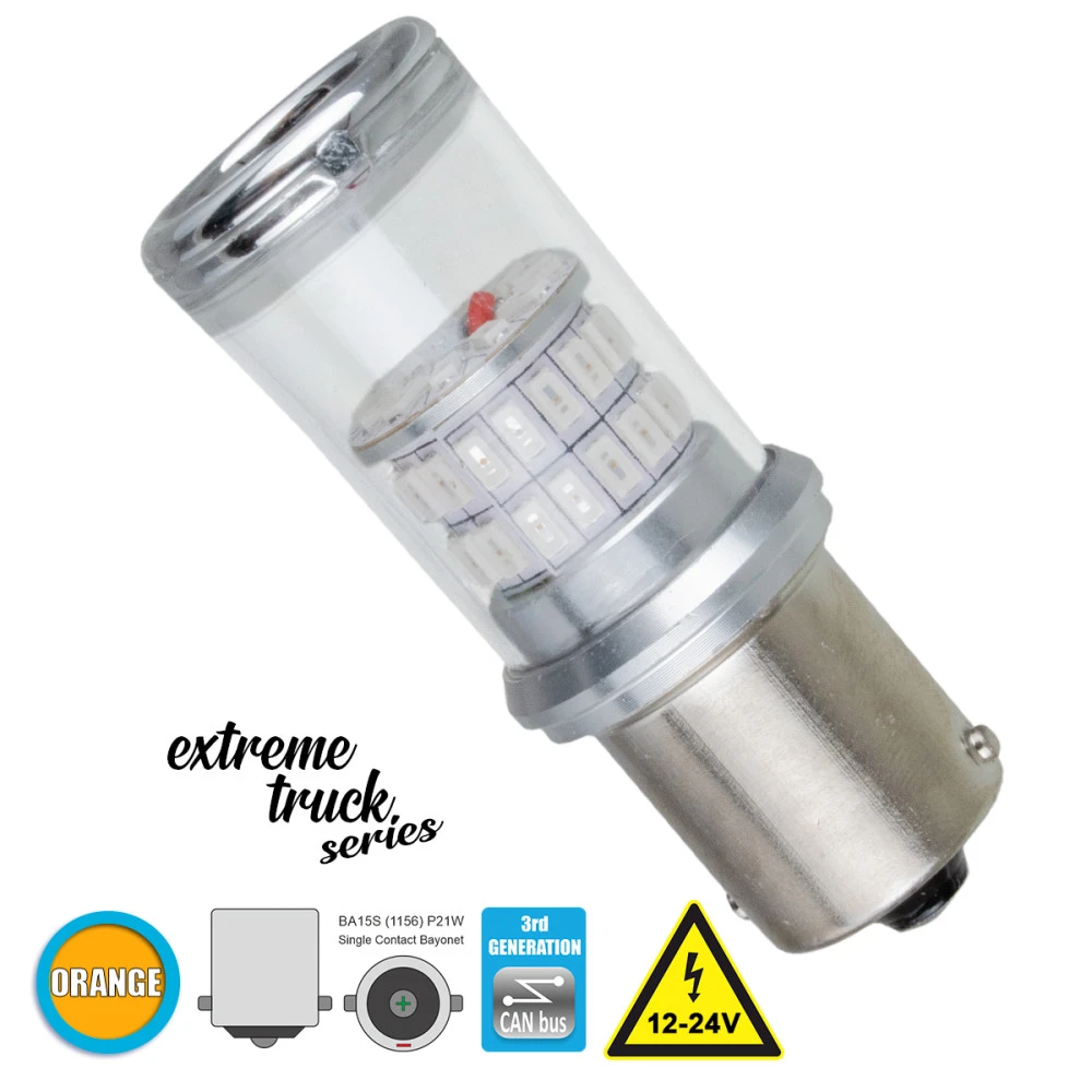 GloboStar® 81226 Λάμπα 1156 - BA15S - P21W 3rd Generation Can-Bus Extreme Truck Series LED 48 SMD 4014 18W 2160lm 360° DC 12-24V IP20 Πορτοκαλί GloboStar® 81226 Λάμπα 1156 - BA15S - P21W 3rd Generation Can-Bus Extreme Truck Series LED 48 SMD 4014 18W 2160lm 360° DC 12-24V IP20 Πορτοκαλί