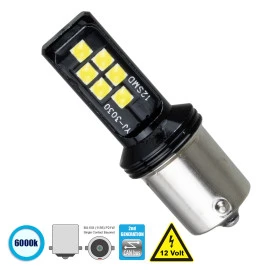GloboStar® 81244 Λάμπα Αυτοκίνητου 1156 - BA15S - P21W 2nd Gen Can-Bus Series LED 12 SMD 3030 8W 1200lm 360° DC 12V IP20 Ψυχρό Λευκό 6000K GloboStar® 81244 Λάμπα Αυτοκίνητου 1156 - BA15S - P21W 2nd Gen Can-Bus Series LED 12 SMD 3030 8W 1200lm 360° DC 12V IP20 Ψυχρό Λευκό 6000K