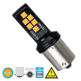 GloboStar® 81245 BA15S 1156 P21W 2nd Gen CanBus Series LED 12 SMD 3030 8W 960lm 360° DC 12V IP20 Πορτοκαλί GloboStar® 81245 BA15S 1156 P21W 2nd Gen CanBus Series LED 12 SMD 3030 8W 960lm 360° DC 12V IP20 Πορτοκαλί