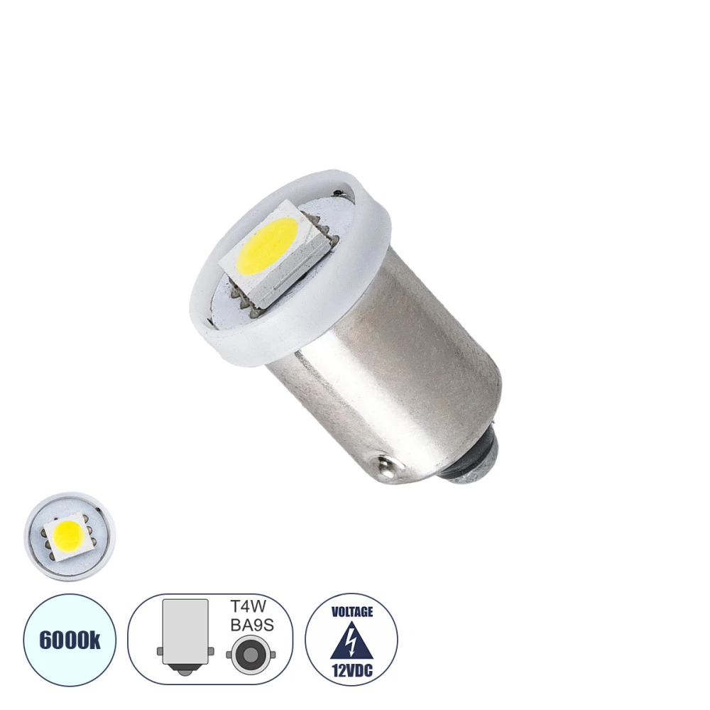 GloboStar® BA9S T4W 81282 Λάμπα Αυτοκίνητου 5050 1SMD HIGH BRIGHT 0.12W 12LM DC12V IP20 Ψυχρό Λευκό 6000K GloboStar® BA9S T4W 81282 Λάμπα Αυτοκίνητου 5050 1SMD HIGH BRIGHT 0.12W 12LM DC12V IP20 Ψυχρό Λευκό 6000K