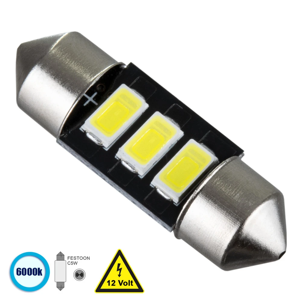 GloboStar® 81301 Λάμπα Αυτοκίνητου 31mm FESTOON - C5W LED 3 SMD 5630 1.5W 225lm 120° DC 12V IP20 Ψυχρό Λευκό 6000K GloboStar® 81301 Λάμπα Αυτοκίνητου 31mm FESTOON - C5W LED 3 SMD 5630 1.5W 225lm 120° DC 12V IP20 Ψυχρό Λευκό 6000K