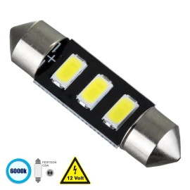 GloboStar® 81302 Λάμπα Αυτοκίνητου 36mm FESTOON - C5W LED 3 SMD 5630 1.5W 225lm 120° DC 12V IP20 Ψυχρό Λευκό 6000K GloboStar® 81302 Λάμπα Αυτοκίνητου 36mm FESTOON - C5W LED 3 SMD 5630 1.5W 225lm 120° DC 12V IP20 Ψυχρό Λευκό 6000K