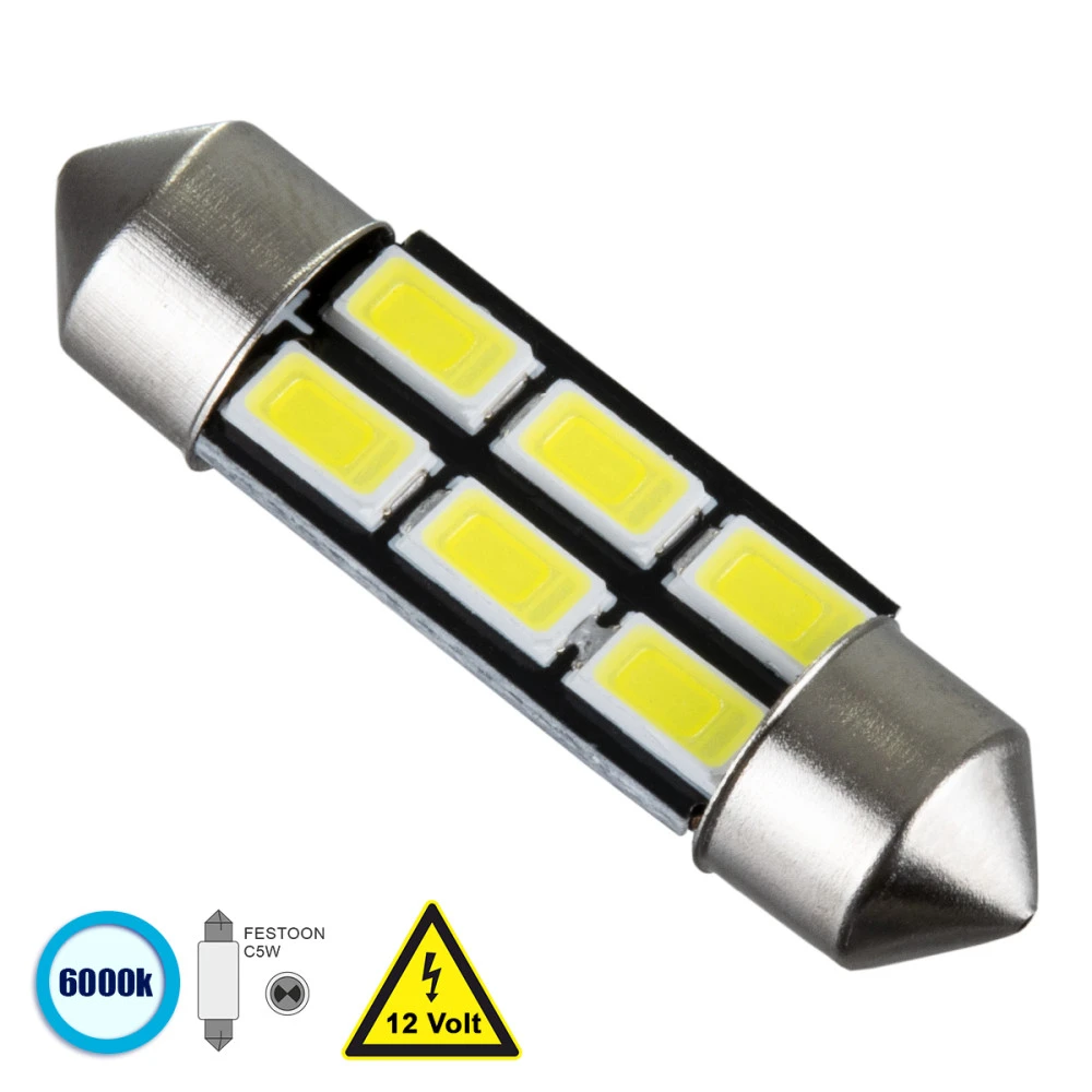 GloboStar® 81306 Λάμπα Αυτοκίνητου 36mm FESTOON - C5W LED 6 SMD 5630 3W 450lm 120° DC 12V IP20 Ψυχρό Λευκό 6000K GloboStar® 81306 Λάμπα Αυτοκίνητου 36mm FESTOON - C5W LED 6 SMD 5630 3W 450lm 120° DC 12V IP20 Ψυχρό Λευκό 6000K